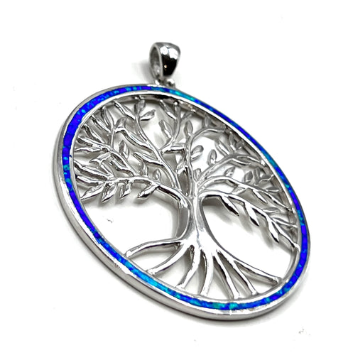 Sterling Silver with Opal Tree of Life Pendant